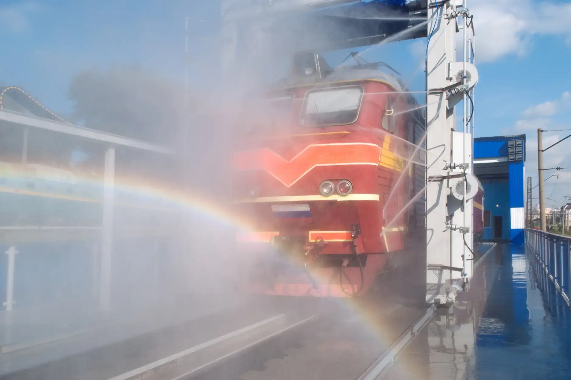 Freight train wash station